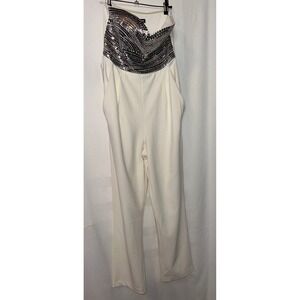 Express Women's Jumpsuit Size 4 Strapless Sequin‎ Embellished Ivory Party